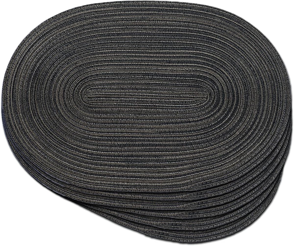 Set van 6 Ovale Placemats Natuurlijk Geweven Tafelmatten 30x45 cm Hittebestendig
