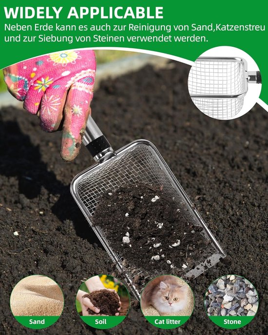 Set van 2 Zeven voor Tuinaarde, Compost en Zand - Inclusief 3,8mm & 5mm Fijnmazige Zeven van Merkloos	 — afbeelding 2