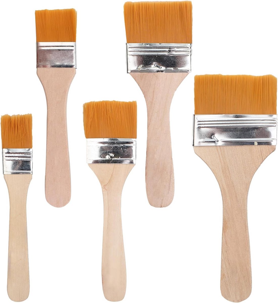 5 stuksplatte schilderkwasten set met houten handvat voor acryl en olieverf