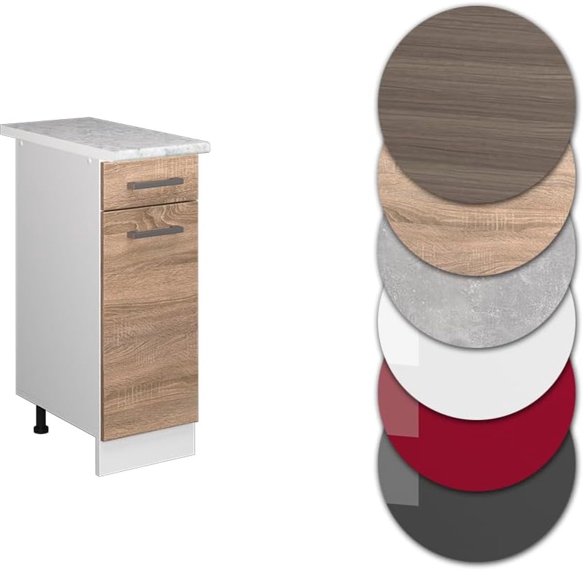 Lade onderkast keuken 30 cm Sonoma Eiken met werkblad - Modulair Systeem