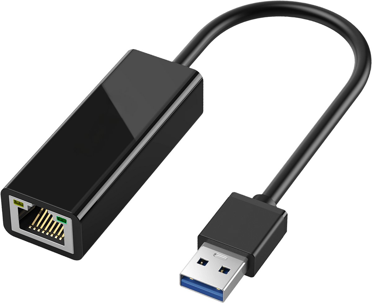Qost - USB-A Naar Ethernet Adapter - USB-A naar Internet Poort - Ethernet Adapter - 10 / 100 Mbps - Zwart