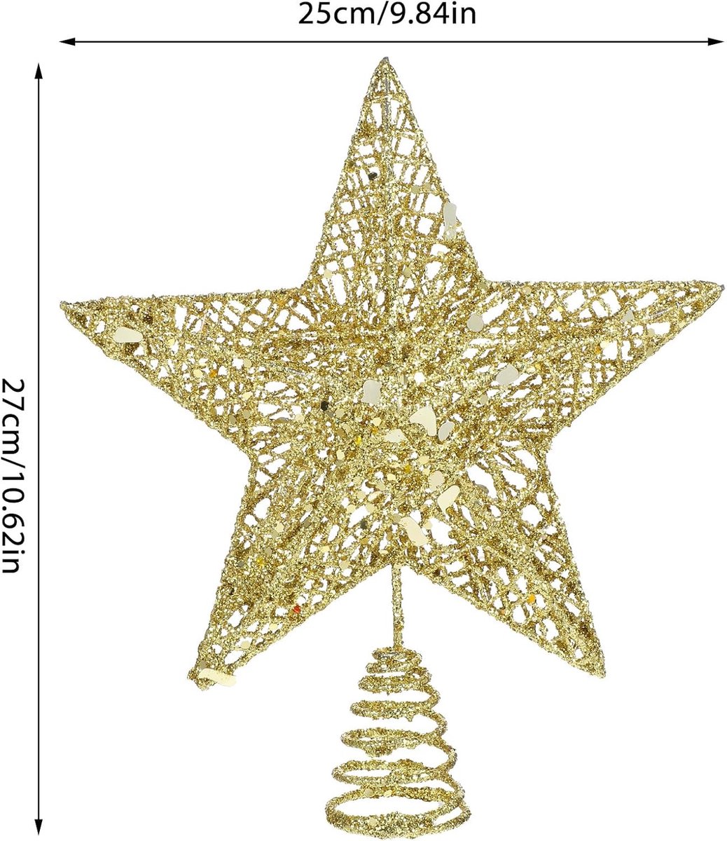 Gouden Kerstboomdecoratie Ster Puntig 25cm - Luxe Boomtopper – foto 5