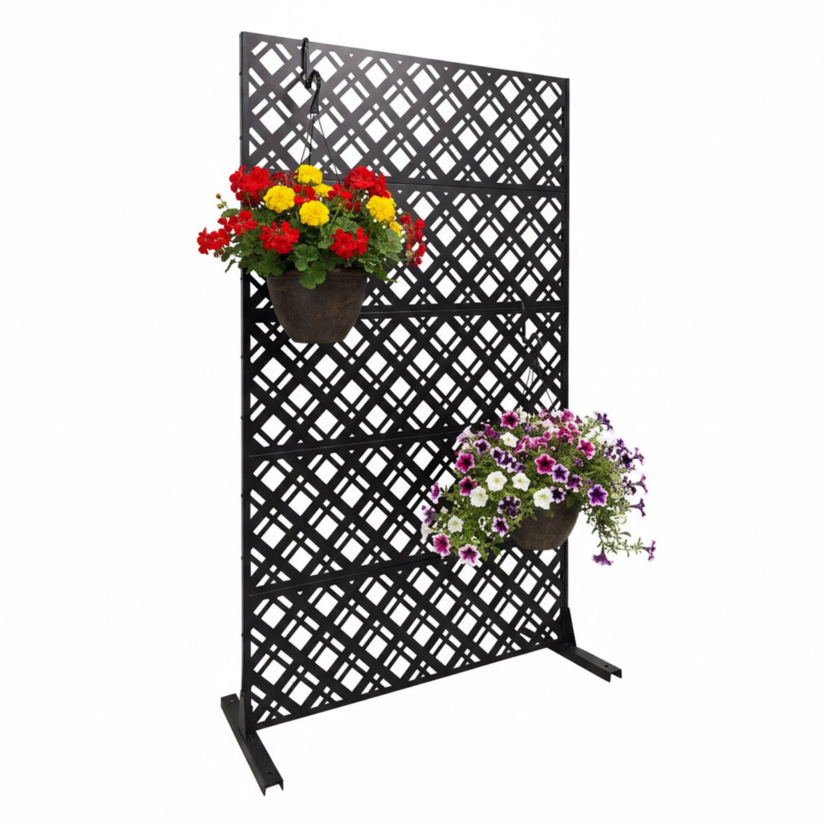 privacy scherm - 110x183x50 cm - zwart - ruitpatroon
