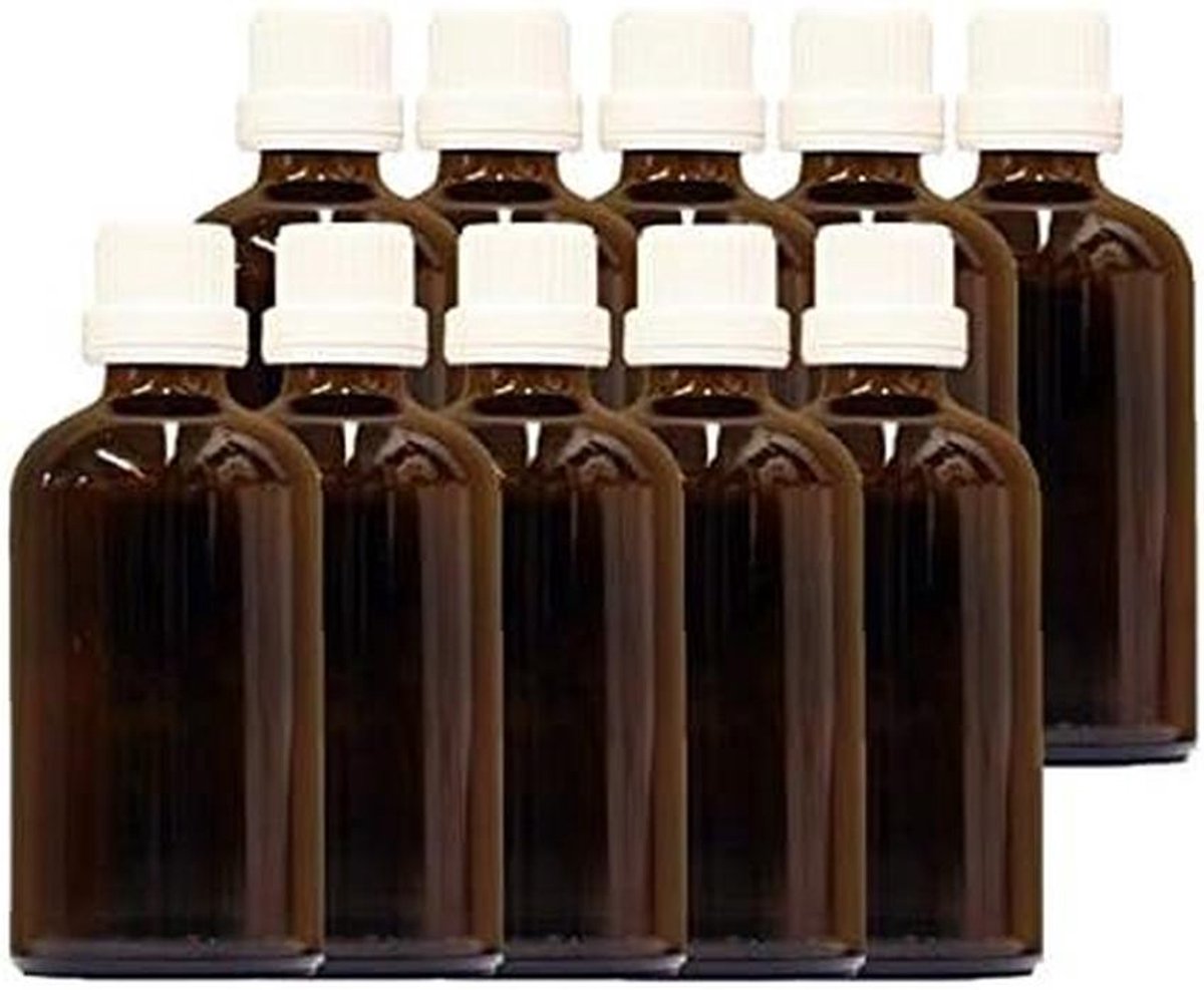 10x 100 ml Druppelfles Bruin Glas met Pipetdop - Apothekerspotjes voor Essentiële Oliën en