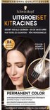 Schwarzkopf uitgroei set R4 donkerbruin haarverf met applicator en verzorgende olie.