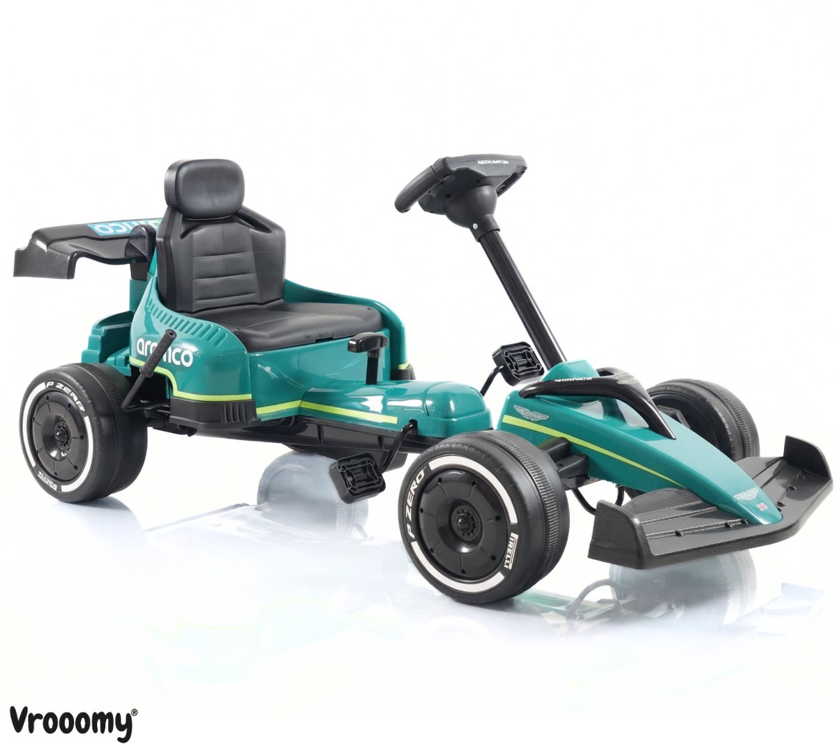 Aston Martin Formule 1 Skelter 3 tot 6 jaar – Officieel Gelicentieerde Kinder Gocart – Race Replica AMR26 met Slijtagevrije EVA-Wielen, Handrem & Veiligheidsgordel – Groen — afbeelding 4