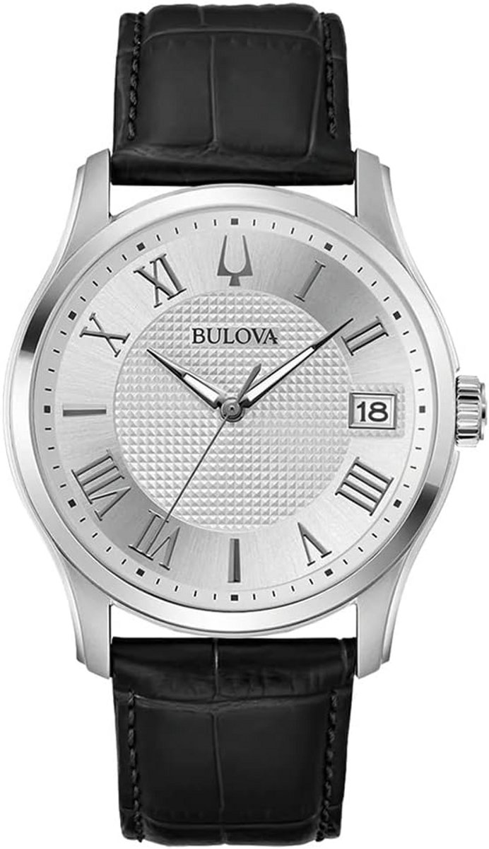Heren Horloge Analoog Kwarts Zilver Zwart Met Zwarte Leren Band
