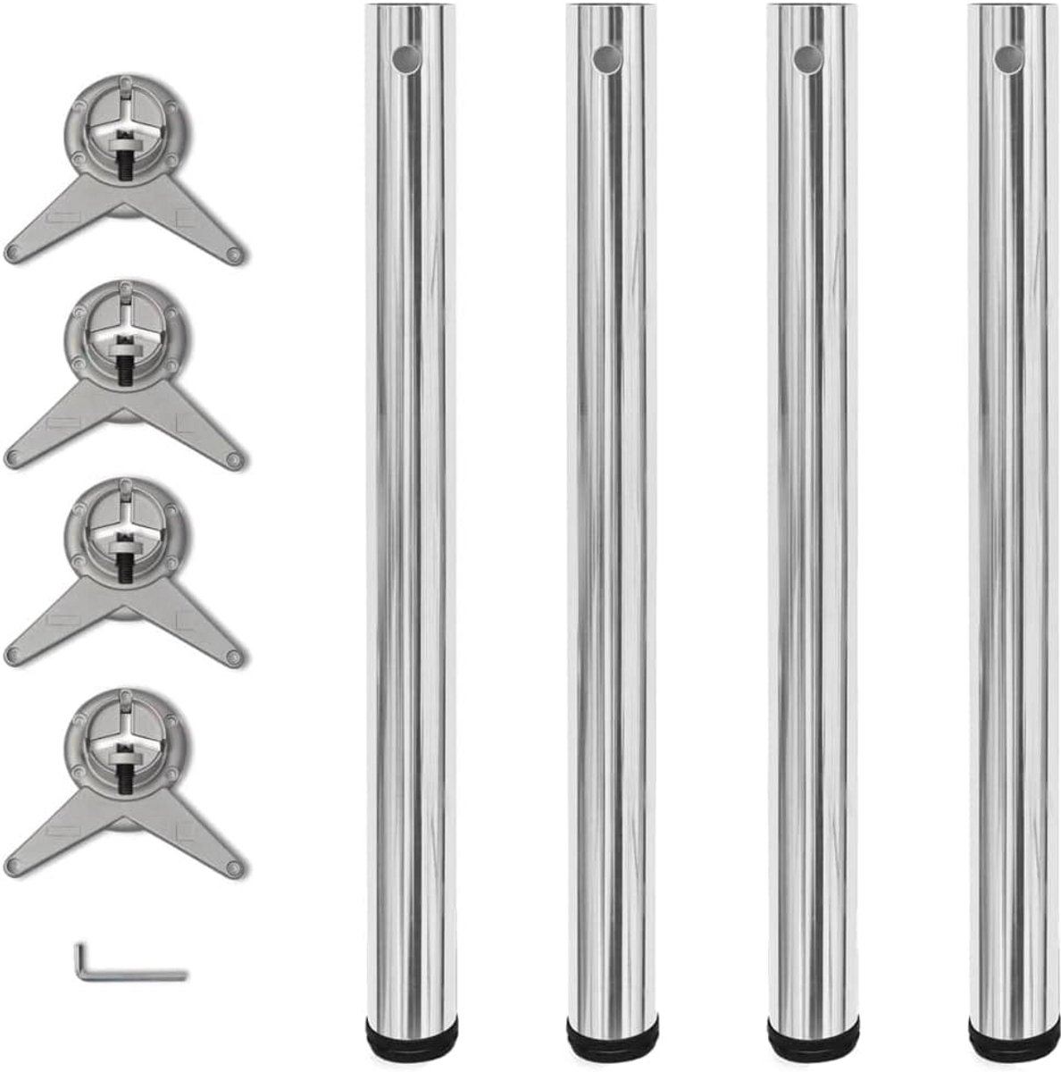 Set van 4 Hoogte Verstelbare Tafelpoten 710 mm Chroom