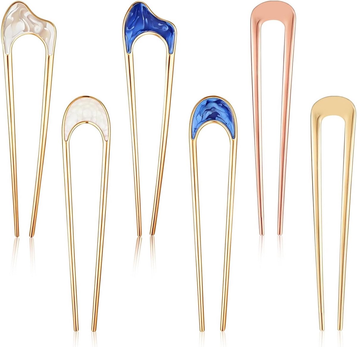 Set van 6 Metalen U-Vormige Haarspelden voor Dames Kapsels