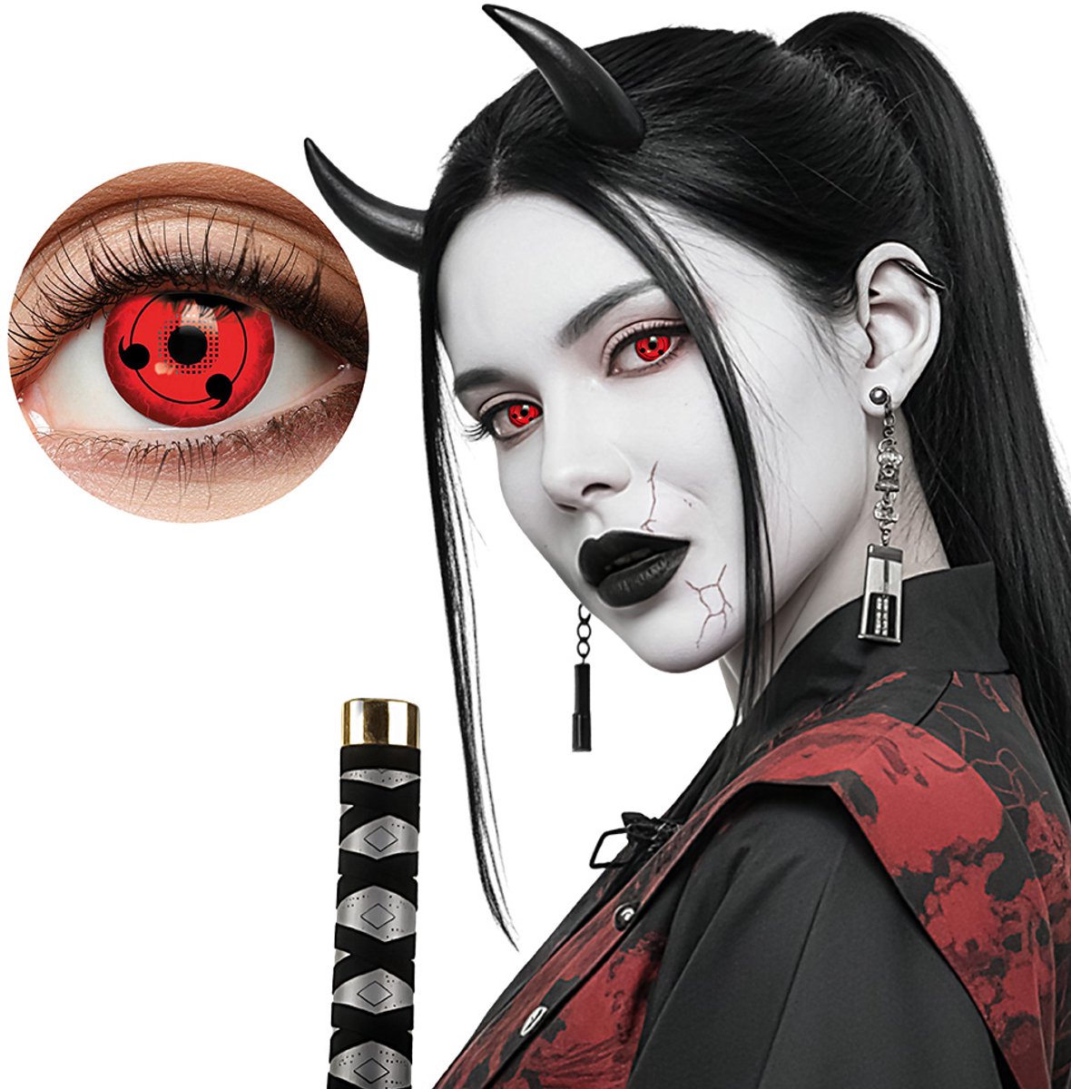 Boland - Paar 3-maandslenzen Cursed demon Rood - Volwassenen - Halloween en Horror, Ninja's, Sciencefiction - Anime - Manga - Cosplay - Demoon - Duivel - Make-up