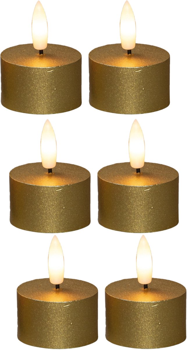 Anna's Collection LED theelichtjes/waxinelichtjes - 6x st - goud - D4 x H5 cm Goudkleurig