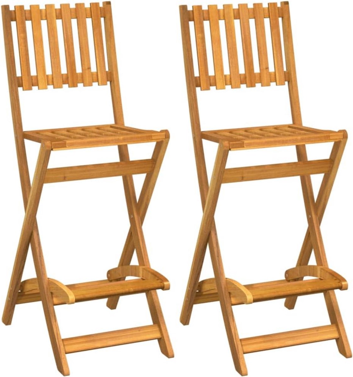 Set van 2 Inklapbare Barkrukken Massief Hout voor Tuin en Keuken