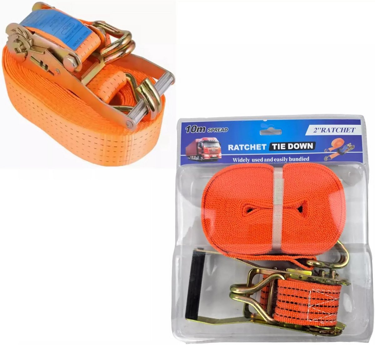 Verstelbare Spanbanden 50mm x 10m met Ratel Sterk voor Cargo en Aanhanger