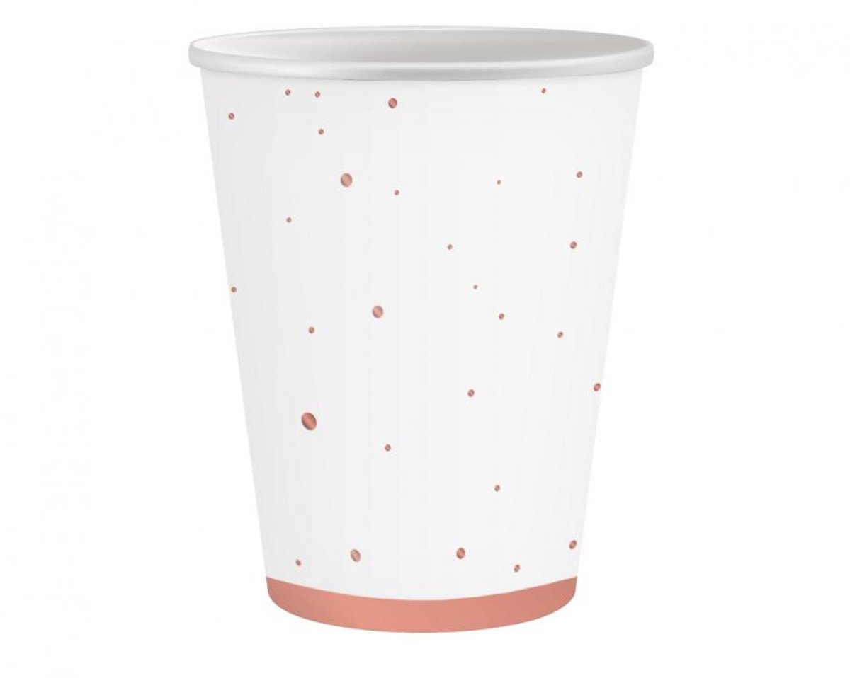 Kleur Roségoud Celebrate Roze papieren beker, 6 stuks, 250 ml