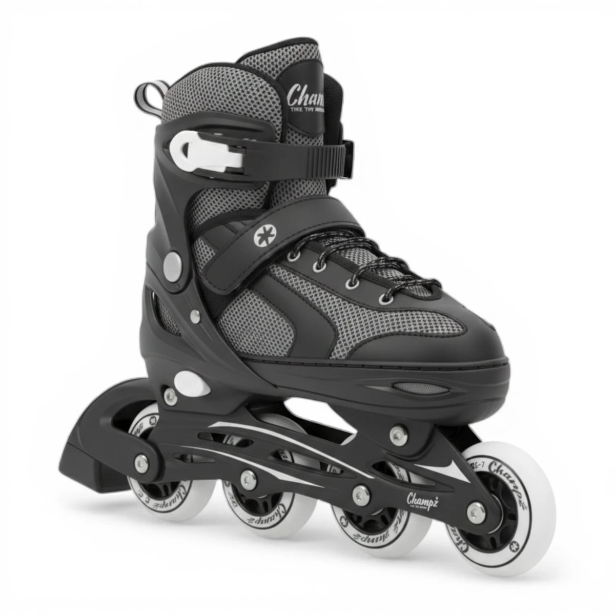 Champz - Kinder Inline Skates Verstelbaar - Zwart - 39-42 EU - Aluminium Frame