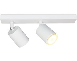 Glitzerlife Plafondspot, 2 lichtpunten, wit, plafondspot, GU10, plafondlamp, moderne plafondlamp, spot, draaibaar, 350 graden, max. 25 W, wandspot voor keuken, slaapkamer, balkon