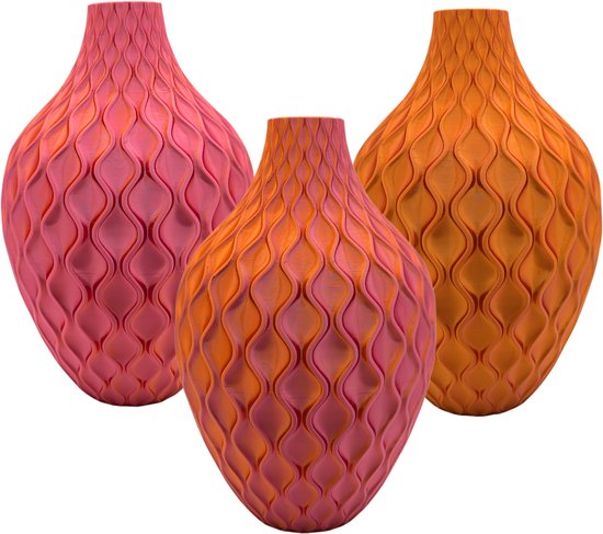 Ophira moderne vaas – Decoratieve vaas - Roze / Goud - 3d geprinte vaas – geschikt voor droogbloemen - 25CM