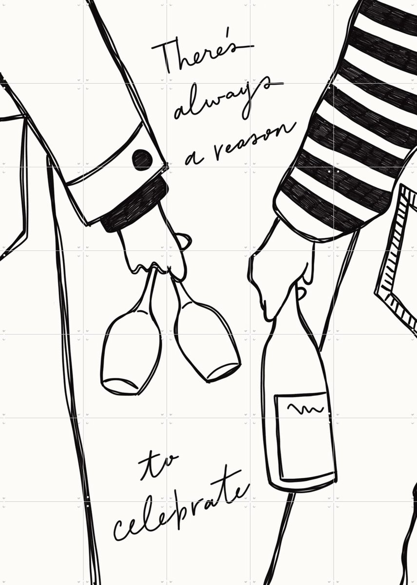 IXXI Woman holding wine bottle and wine glass, Rio Soley & Various - 100 x 140 cm - Gratis ophangtool - Grote wanddecoratie en posters - Illustraties