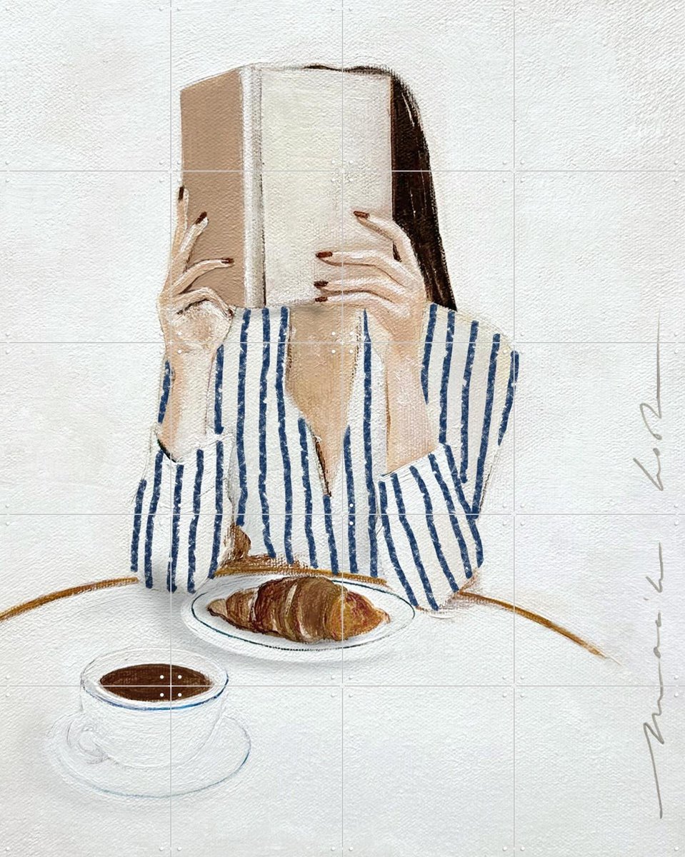 IXXI Femme avec Livre, Maaike Koster & My Deer Art Shop - 80 x 100 cm - Gratis ophangtool - Grote wanddecoratie en posters - Minimalisme, Kleurrijk