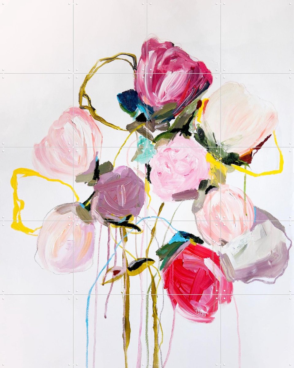 IXXI Bloom 0709, Leigh Viner - 80 x 100 cm - Gratis ophangtool - Grote wanddecoratie en posters - Abstract, Kwaststreken, Line art, Decoratieve