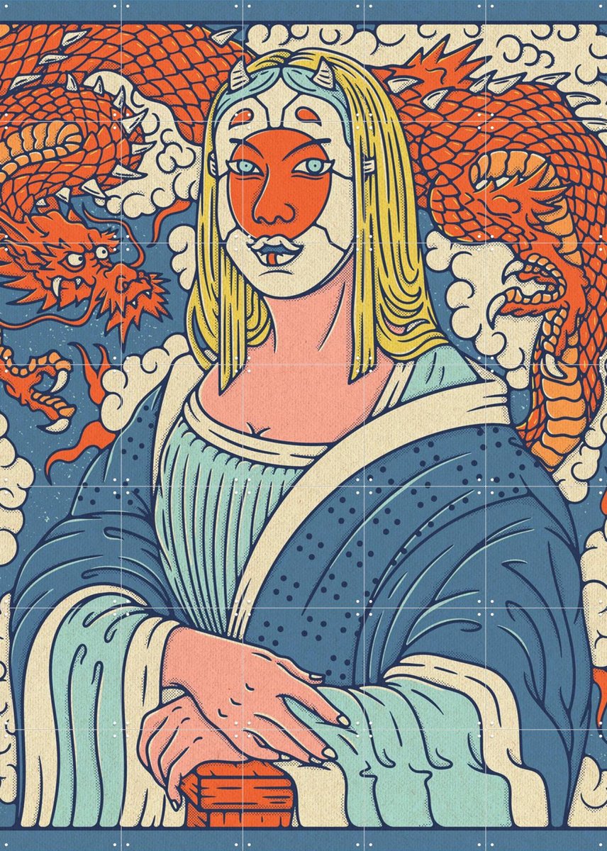 IXXI Lady with the Smile, Ryan Ragnini - 100 x 140 cm - Gratis ophangtool - Grote wanddecoratie en posters - Illustraties, Grafisch Ontwerp