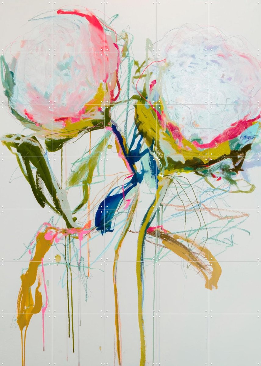 IXXI Peony 5, Leigh Viner - 100 x 140 cm - Gratis ophangtool - Grote wanddecoratie en posters - Abstract, Olieverf, Woonkamer, Slaapkamer, Natuur