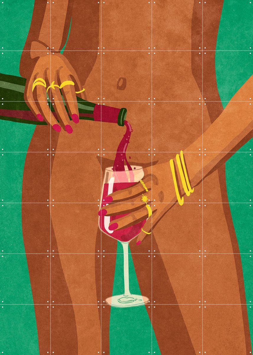 IXXI Wine And Me, Raissa Oltmanns - 100 x 140 cm - Gratis ophangtool - Grote wanddecoratie en posters - Illustraties, Digitale Kunst, Grafisch