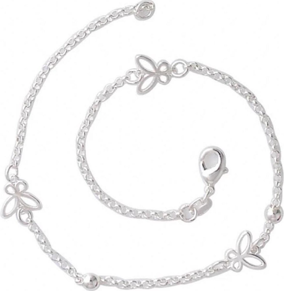 2x Enkelketting- Vlinder- Zilver- 26 cm- Extra verlengkettinkje- Enkelbandje- Enkelsieraad