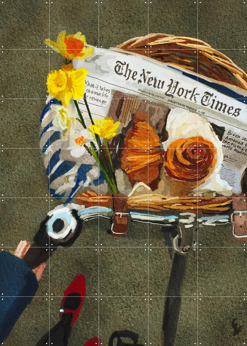 IXXI Sunday croissant, Ekaterina Zagorska - 100 x 140 cm - Gratis ophangtool - Grote wanddecoratie en posters Eten & Drinken, Herfst