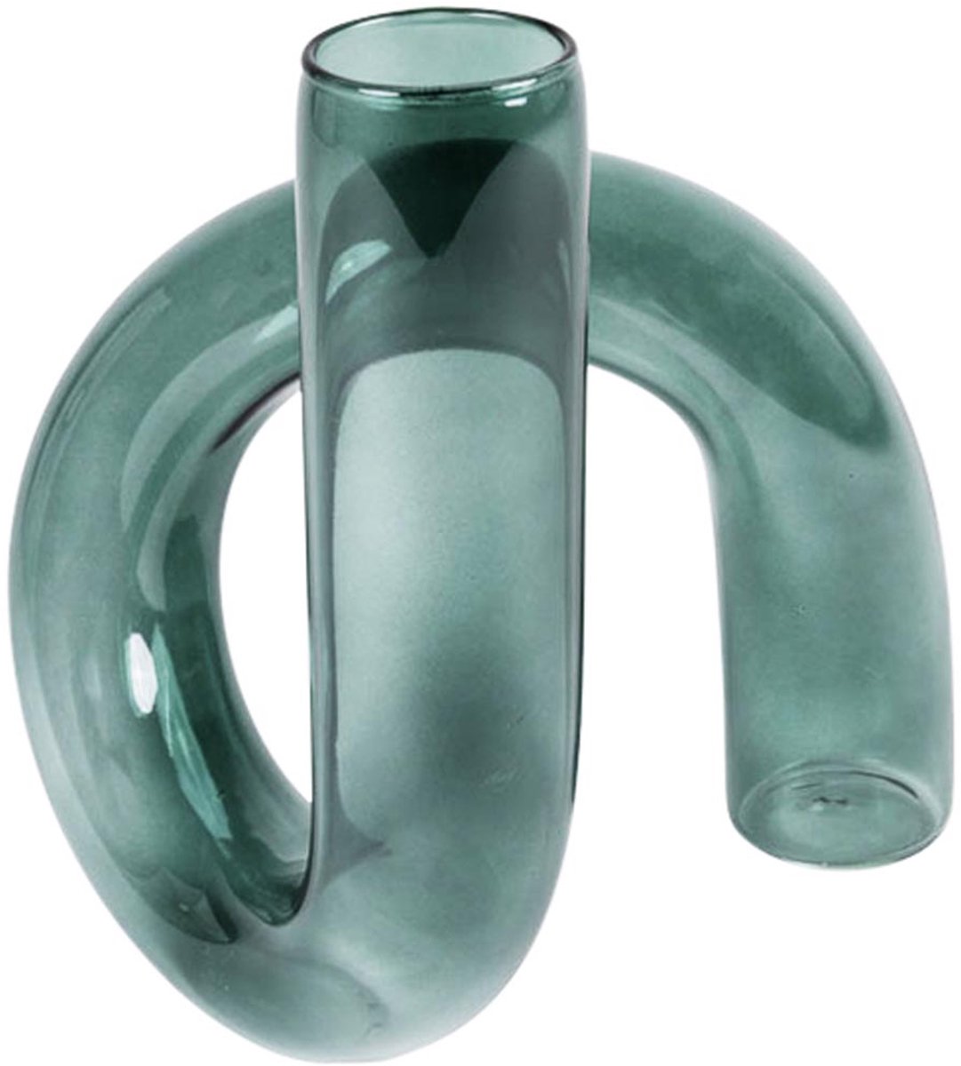 Dekoratief | Deco vaas m/krul, groen/transparant, glas, 15x13x18cm | A264015