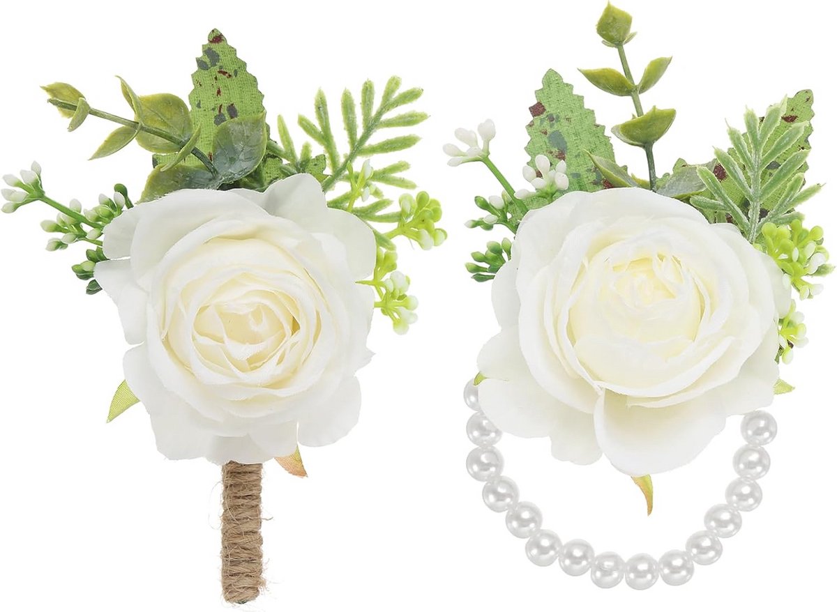 Bruiloft Pols Corsage en Boutonniere Set voor Mannen en Vrouwen