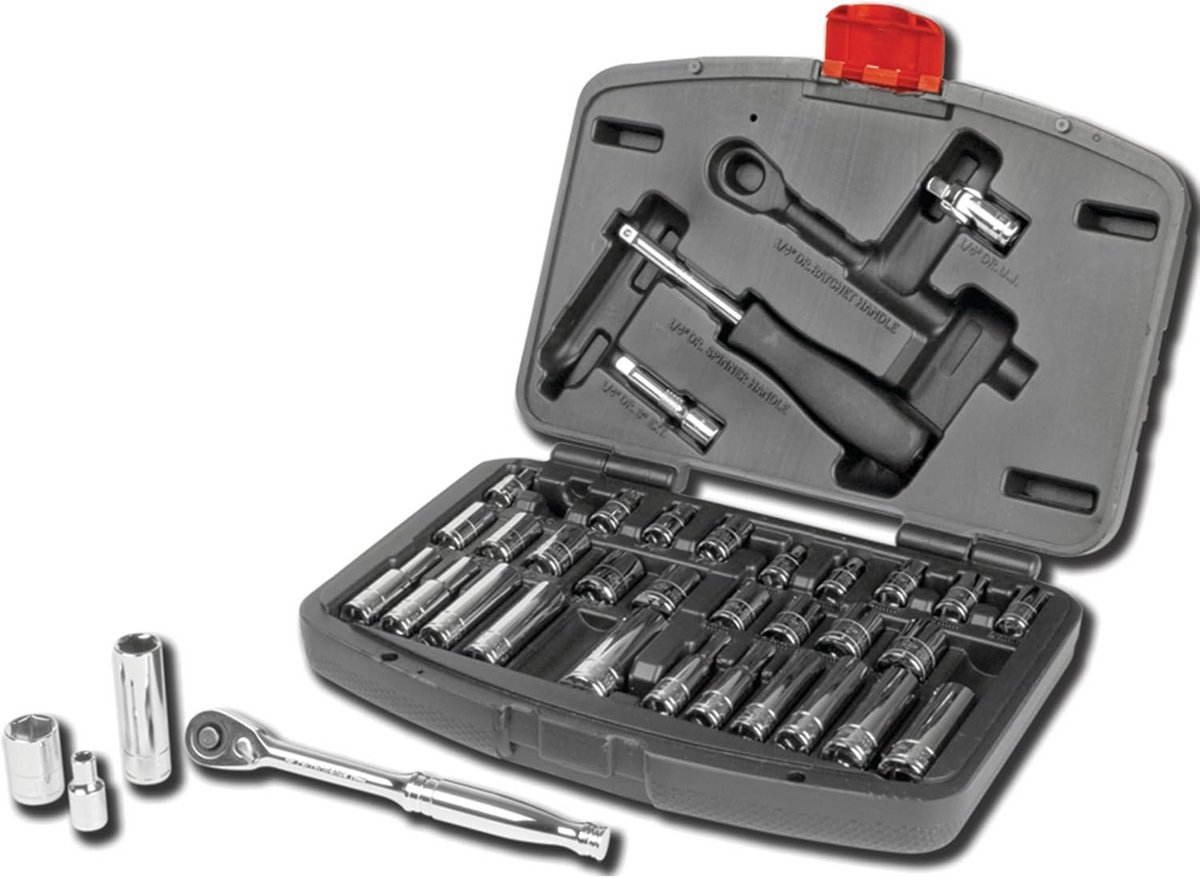 36-Delige Mechanische Set 1/4 inch - Inclusief Diepe Doppenset SAE & Metriek