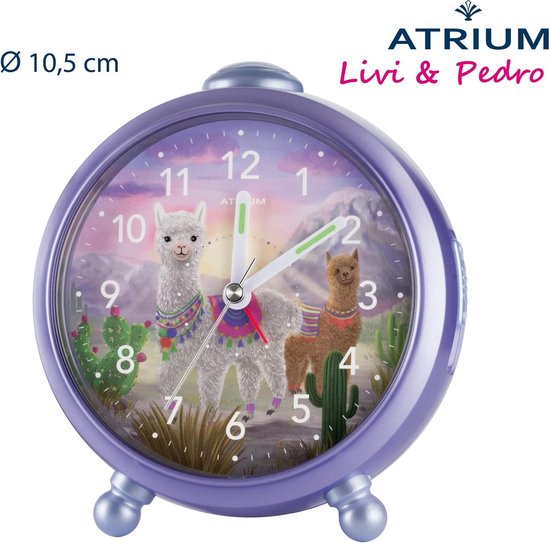 Kinderwekker voor Meisjes in Paars en Lila met Alpaca Design - Geruisloos, Licht en Snooze Functie — afbeelding 3