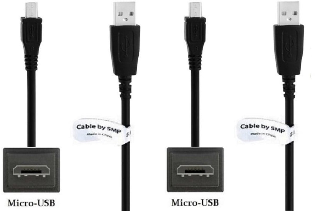 Image of 2 stuks OneOne 1,8m Micro USB kabel. Stevige laadkabel. Oplaadkabel snoer past op past op Anker ( Soundcore ) SoundBuds Flow, Tag, Sport IE 20, Sport NB10, SoundCore Sport, Sport XL, Vortex, Zolo Liberty Plus