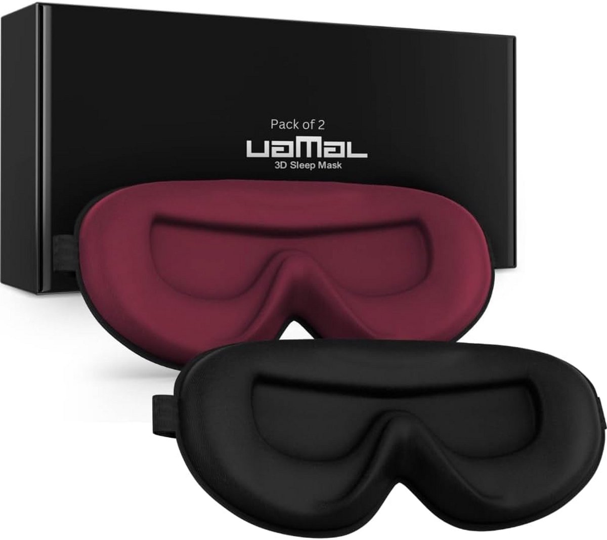 2 Stuks 3D Oogmasker Met Nuldruk en Verstelbare Riem - 100% Verduisterend Slaapmasker voor Dames en Heren