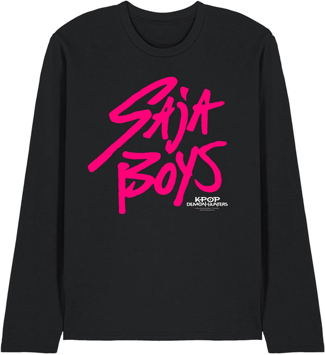 Kpop Demon Hunters Saja Boys Pink Logo Unisex T-shirt met lange mouwen - Zwart - XXL