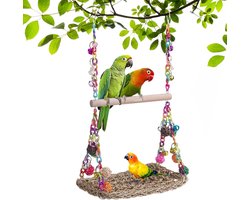 longziming - Vogel Speelgoed Voor Parkieten - En Kaketoe Speelgoed Met Bel - Budgies Vogel Hangmat Vogelkooi Accessoires - Schommel Vogel Playground Voor Pimpelmezen En Parkieten
