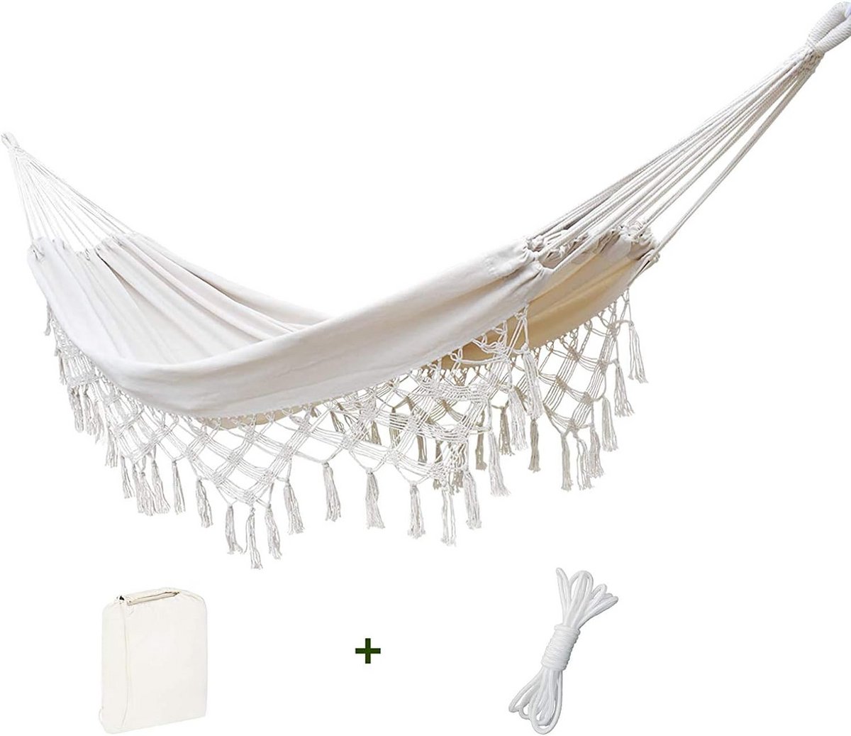 Grote Dubbele Hangmat voor Twee Personen - Zachte Katoenen Boho Hangmat voor Indoor en Outdoor Gebruik
