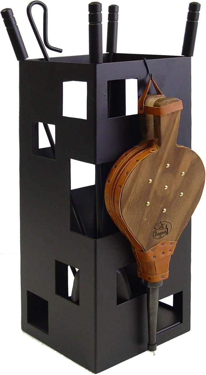 Vierkante Kachelset met Roestvrij Stalen Accessoires en Blaasbalg | 50 x 20 x 20 cm