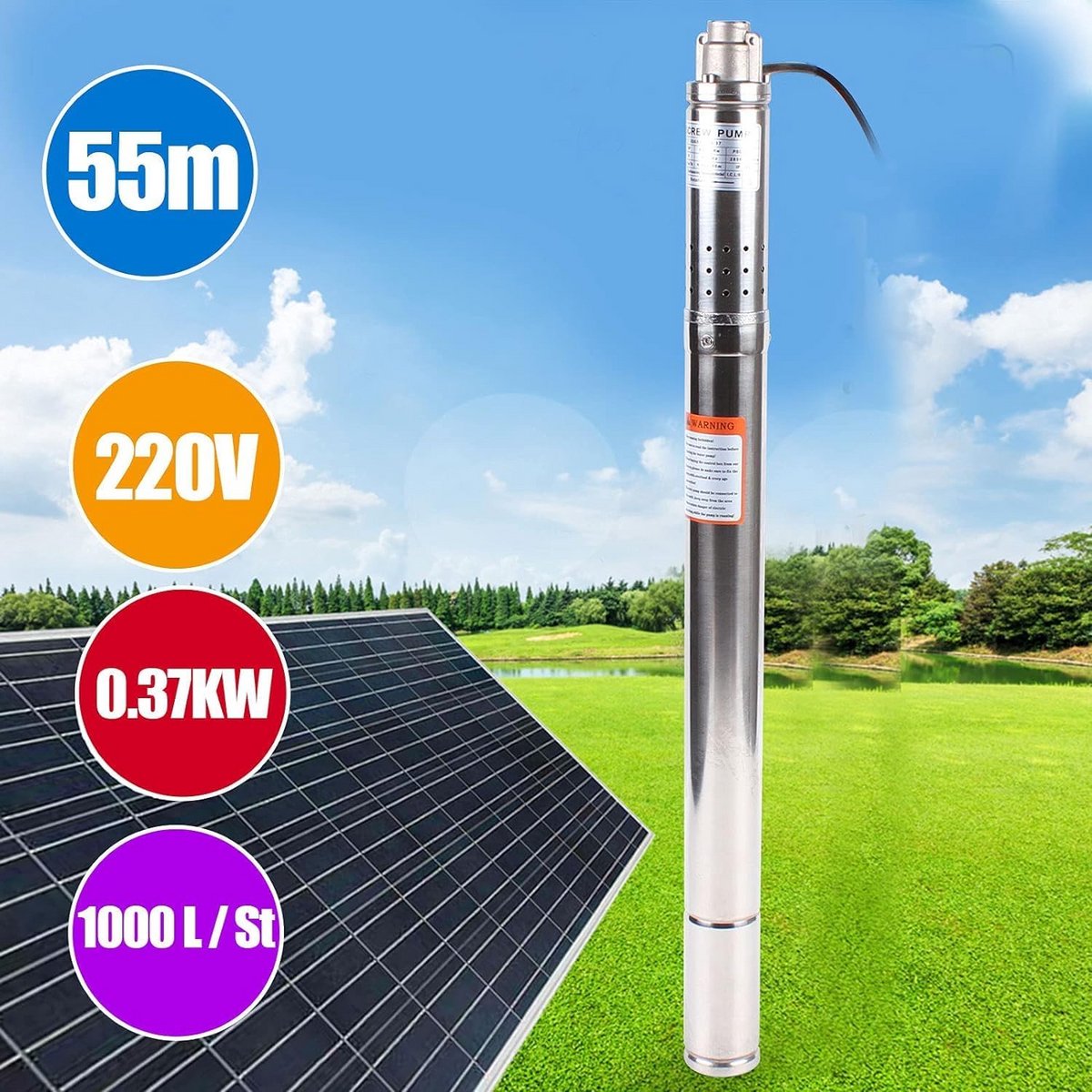 Diepbronpomp 2 inch - Dompelpomp met 370 W voor Tuin en Waterbeheersing thumbnail 2