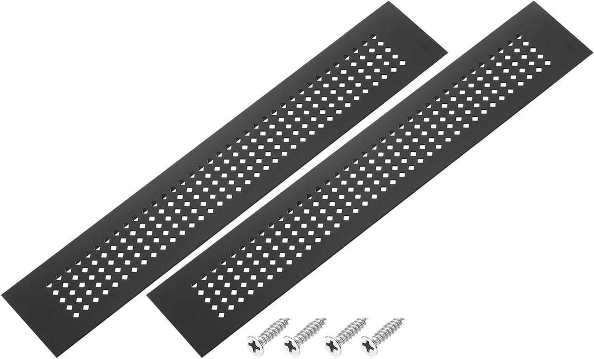 Ventilatierooster voor Kastdeuren 16x2 Inch Zwart Aluminium Diamantpatroon