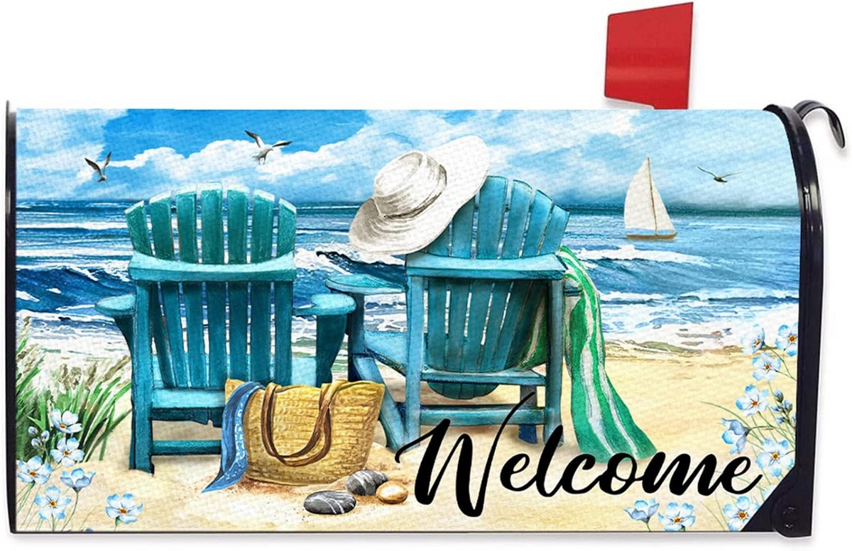 Magnetische Brievenbushoes Zomer Zee Strand Decoratie - Standaard Maat 20.5" x 18"