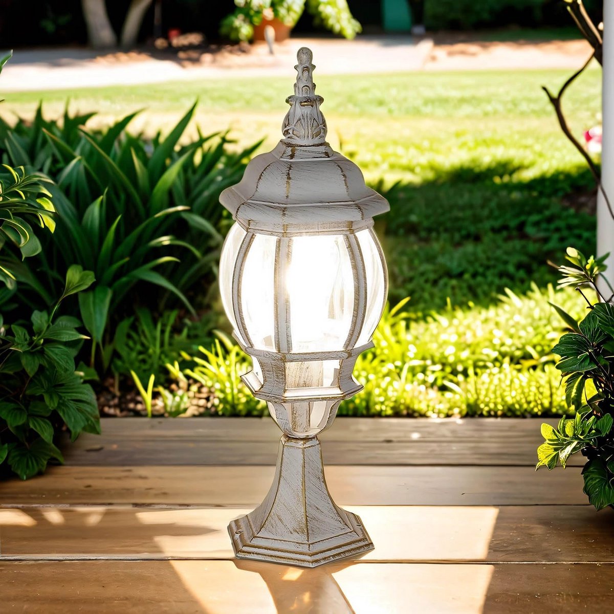 Sokkellamp Aluminium Glas voor Buiten - Terras en Balkon Verlichting 50,5 cm E27