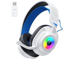 Draadloze Gamingheadset voor PS5, PC, PS4, en Switch - Ruisonderdrukkende Over-Ear Hoofdtelefoon met Microfoon, 50 Uur Batterij en RGB-Licht