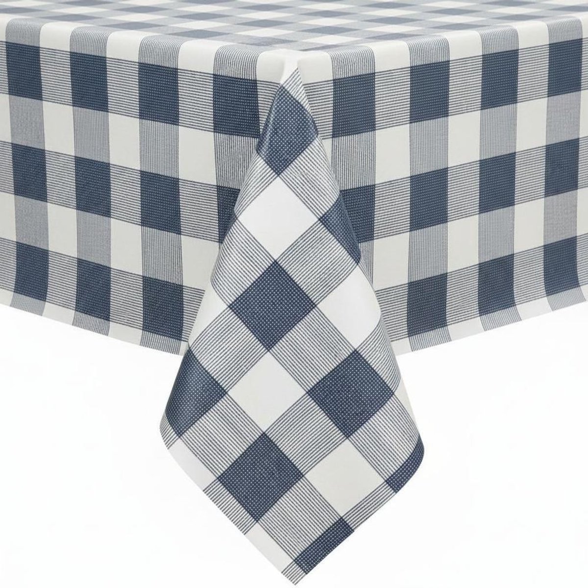 Protecttable - Tafelzeil Ruit Cotton Blauw 140x250cm - Tafelkleed Afwasbaar - Kunststof