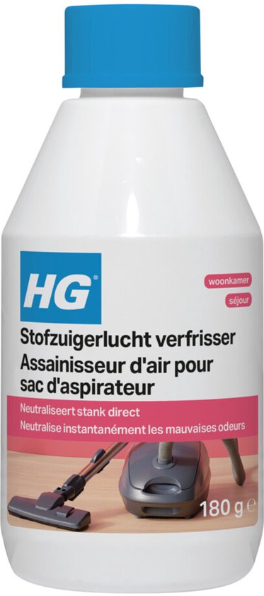 Fles HG stofzuigerlucht verfrisser met blauwe dop. Woonkamer. 180 g e.
