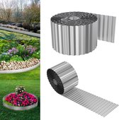 Froadp 4 stuks 10 m lengte 18 cm hoogte Flexibele gazonrand Bloembedafscheiding Golvend Tuinafscheiding Tuinrand van metaal Gegalvaniseerd Bloembedomranding voor gazon Maaikant Bloembed Zilver