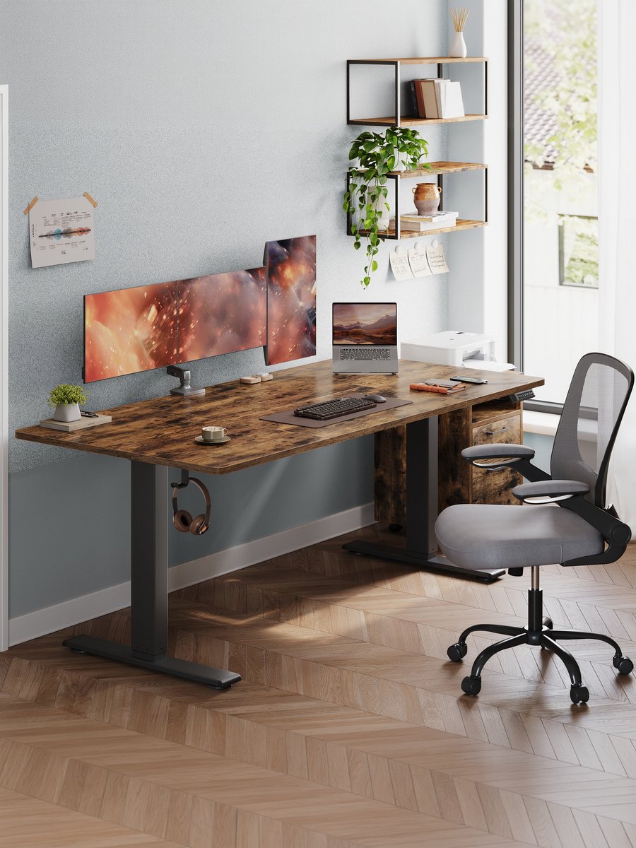 VASAGLE - Zit Sta Bureau - Elektrisch - USB-C-Aansluiting - Geheugenfunctie - Voor Kantoor thumbnail 3
