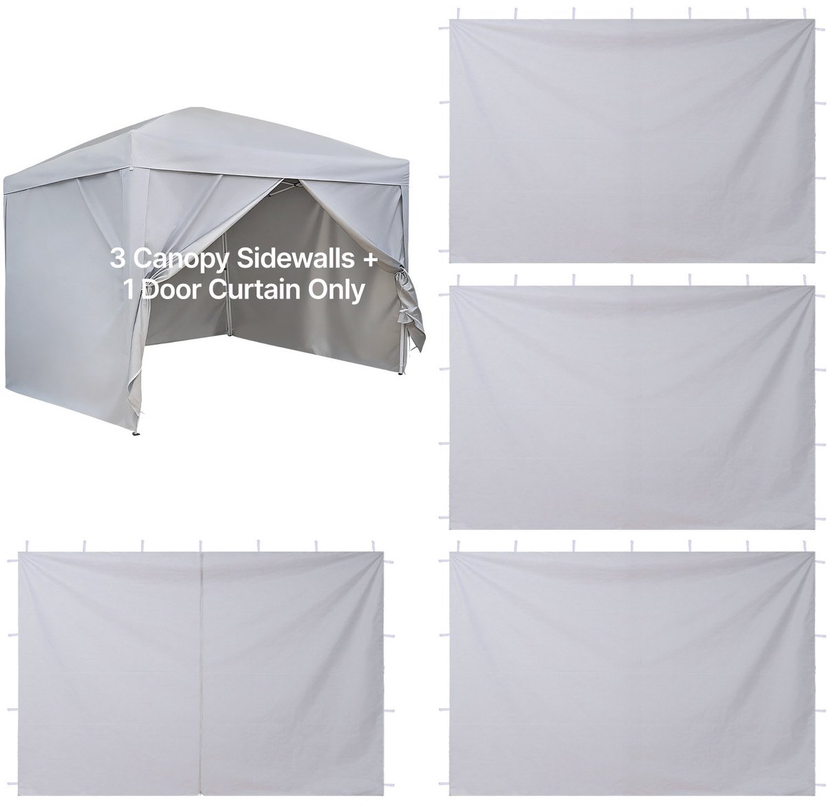 Partytent Zijwanden - Set van 4 Zijpanelen voor opvouwbare partytent 3x3 m - Waterdicht - Zonwerende PU-coating - Met ritssluiting - Wit