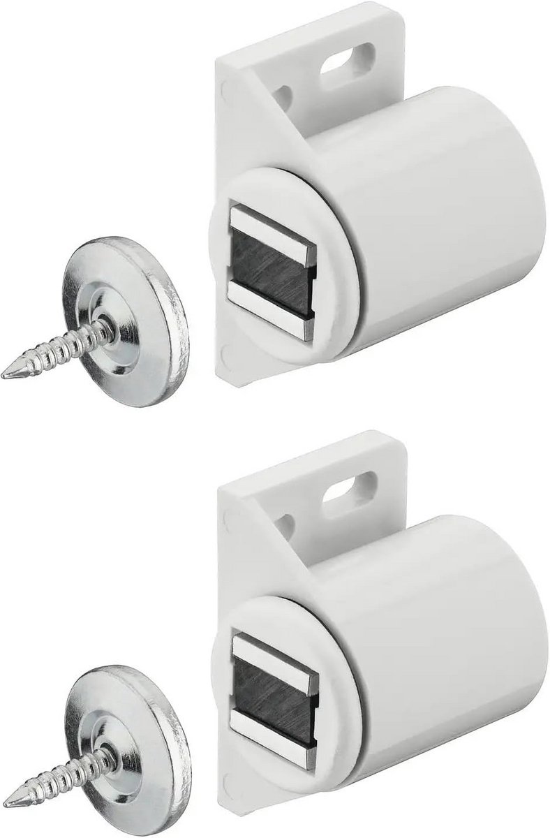 2 x Magnetische Sluiting voor Meubels - Wit, Deursluiter en Kastdeur Magneetsnapper